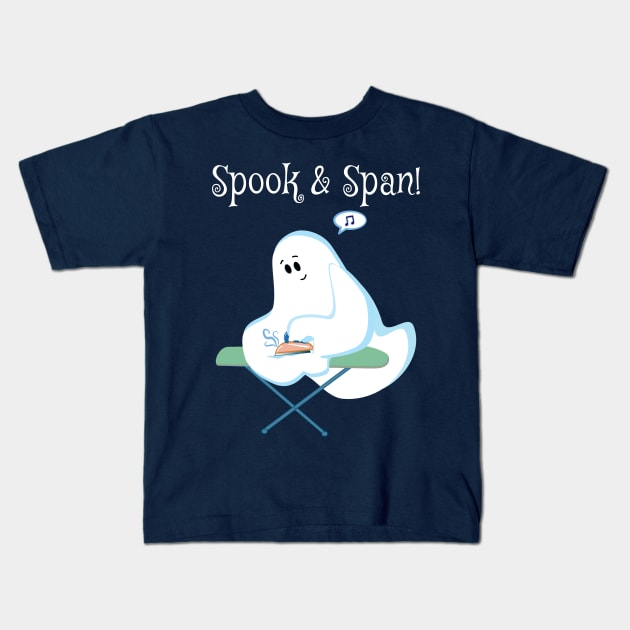 Cute Phantom Ghost Irons His Wrinkles For Halloween Kids T-Shirt by brodyquixote